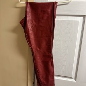Lula Roe, Red, Faux Leather leggings-2x